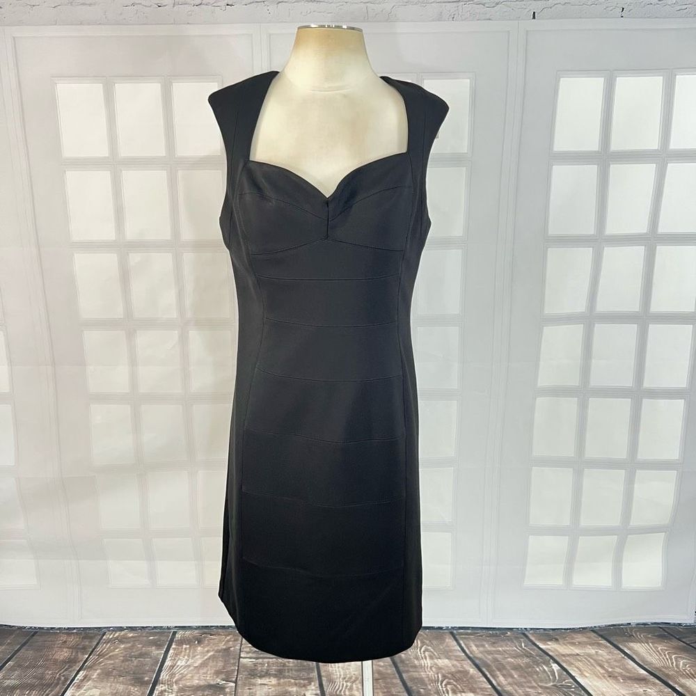 WHBM Women's Sweetheart Neck Sleeveless Cutout Back Cocktail Mini Black Dress 14